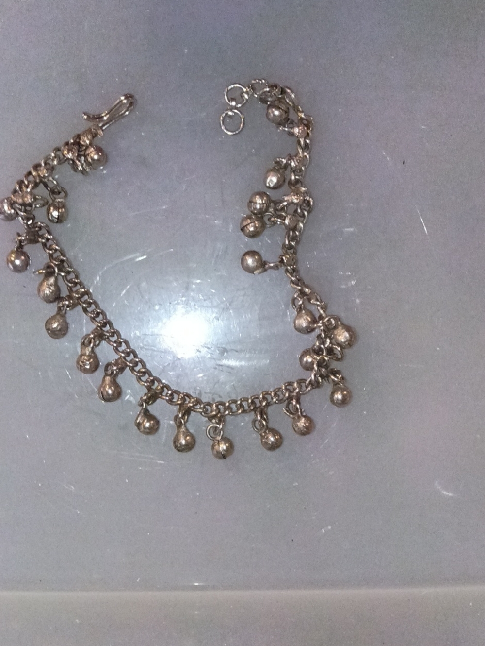 Dangling Bell Charm Anklet in Silver-Tone